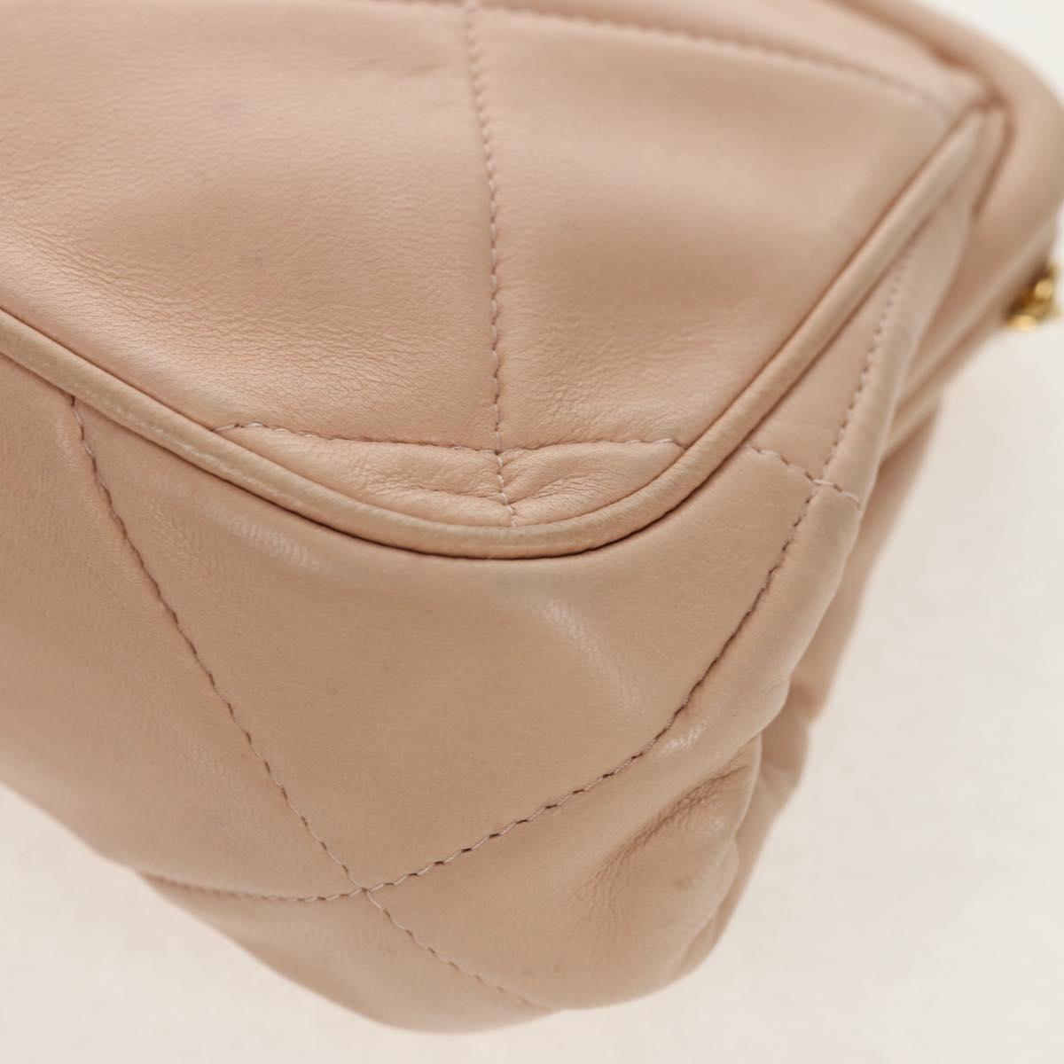 CHANEL Matelasse Chain Shoulder Bag Lamb Skin Pink Gold CC Auth 154060V
