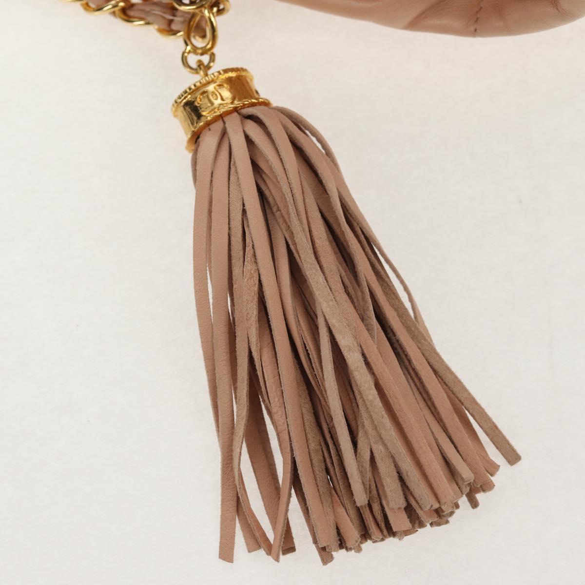 CHANEL Matelasse Chain Shoulder Bag Lamb Skin Pink Gold CC Auth 154060V