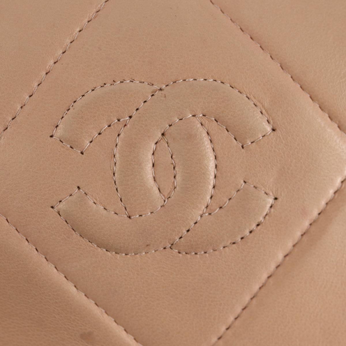 CHANEL Matelasse Chain Shoulder Bag Lamb Skin Pink Gold CC Auth 154060V