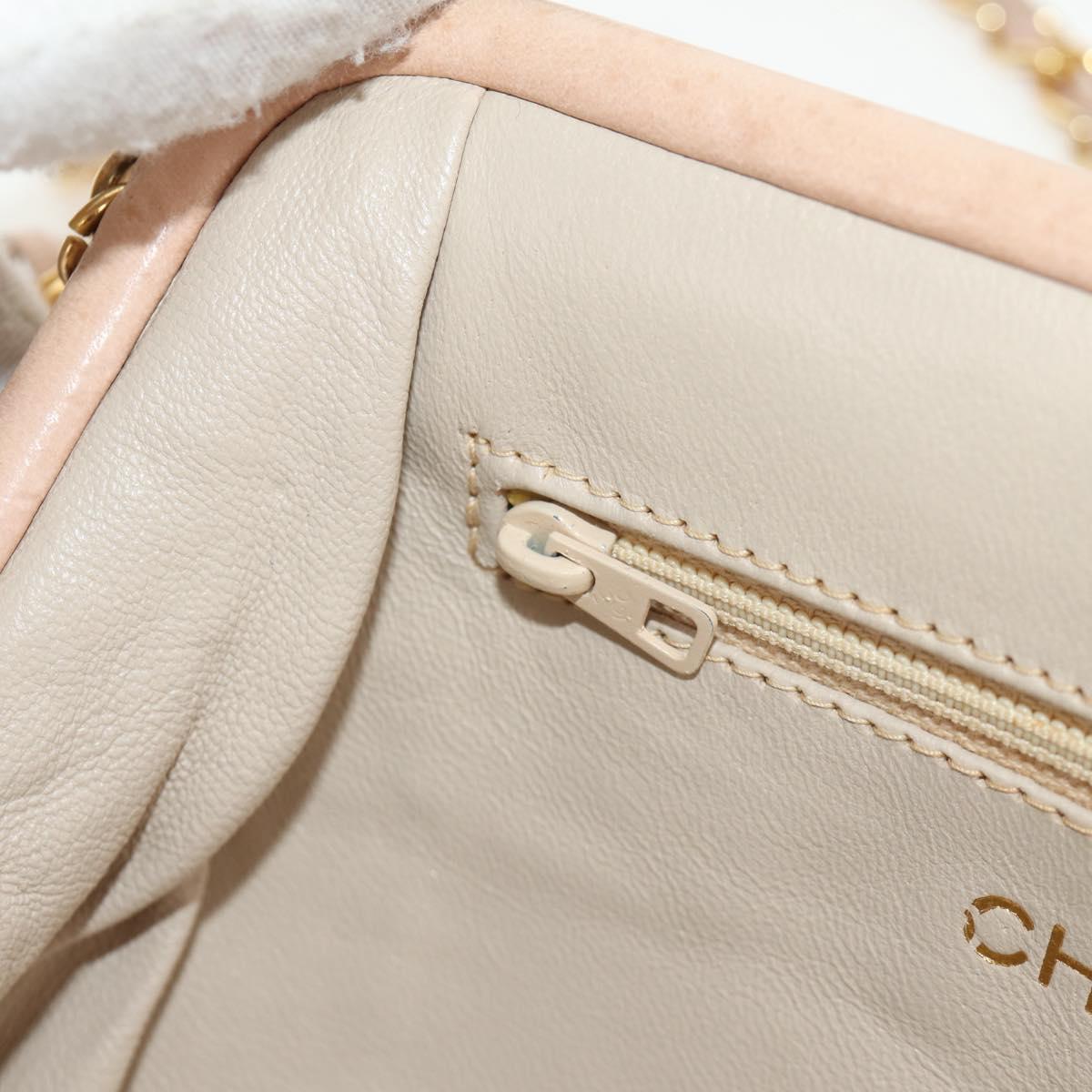CHANEL Matelasse Chain Shoulder Bag Lamb Skin Pink Gold CC Auth 154060V