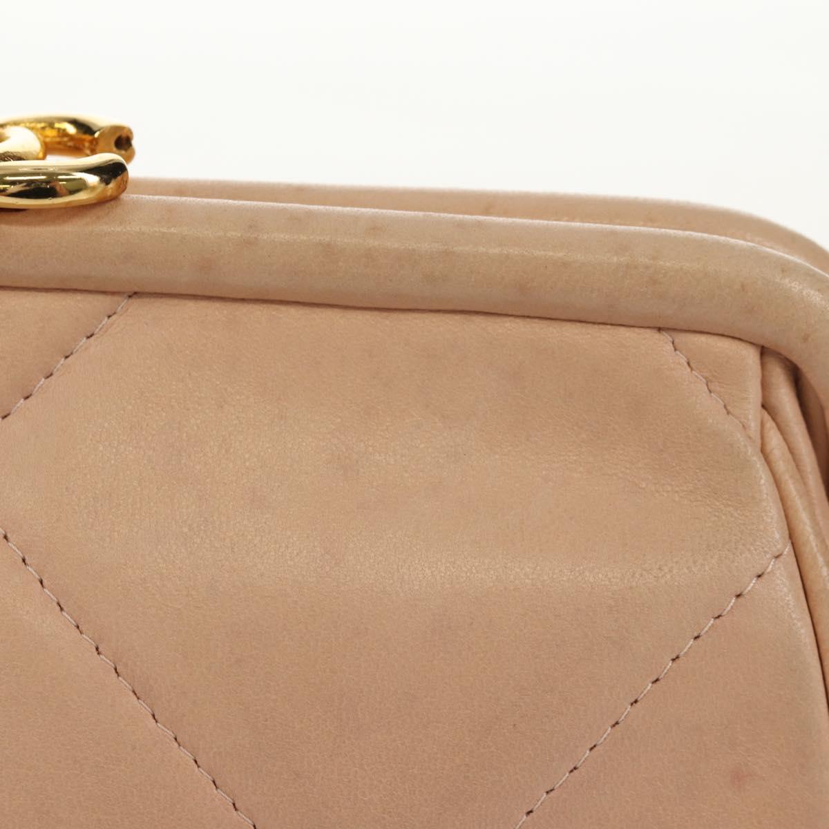 CHANEL Matelasse Chain Shoulder Bag Lamb Skin Pink Gold CC Auth 154060V