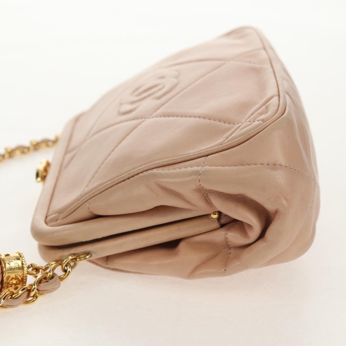 CHANEL Matelasse Chain Shoulder Bag Lamb Skin Pink Gold CC Auth 154060V