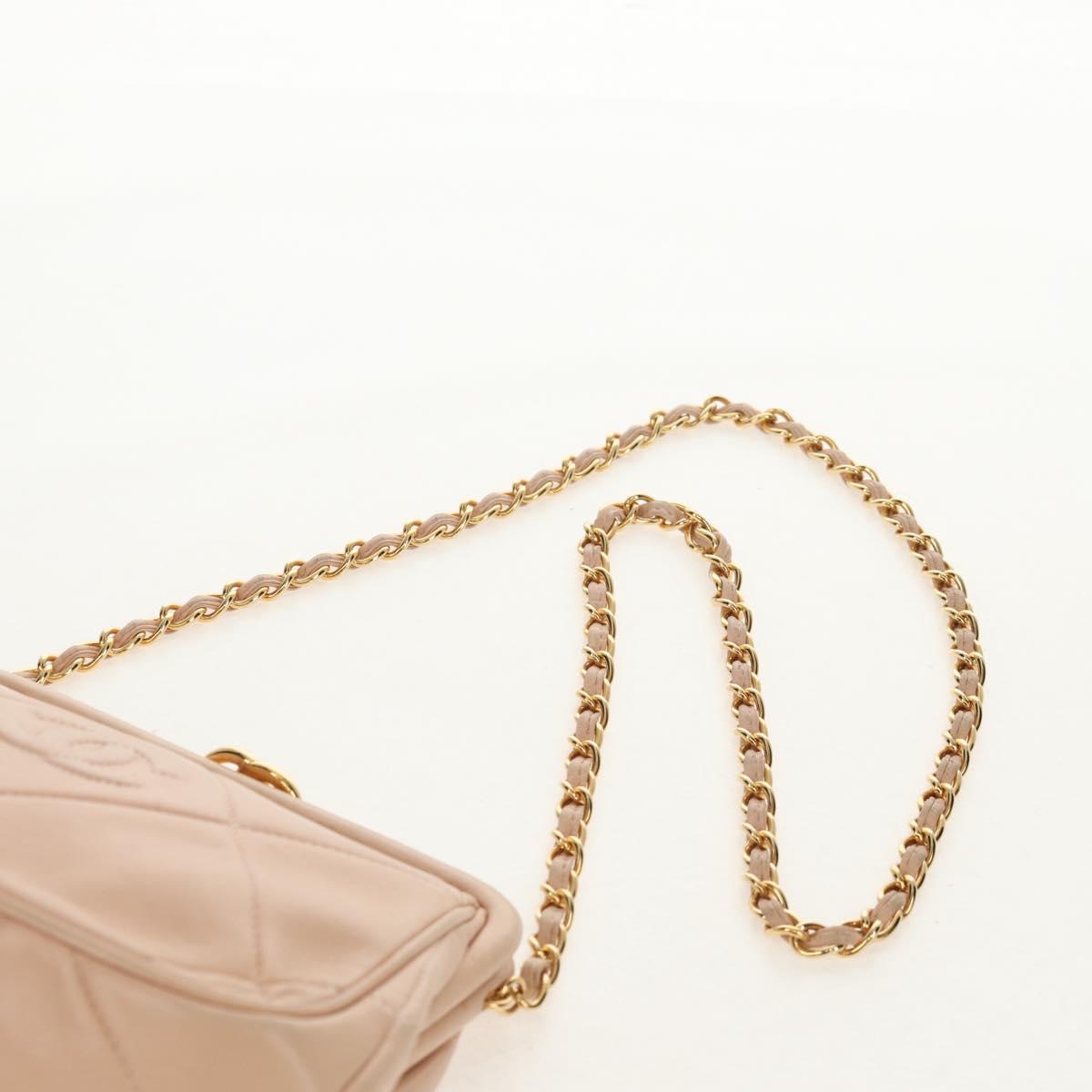 CHANEL Matelasse Chain Shoulder Bag Lamb Skin Pink Gold CC Auth 154060V