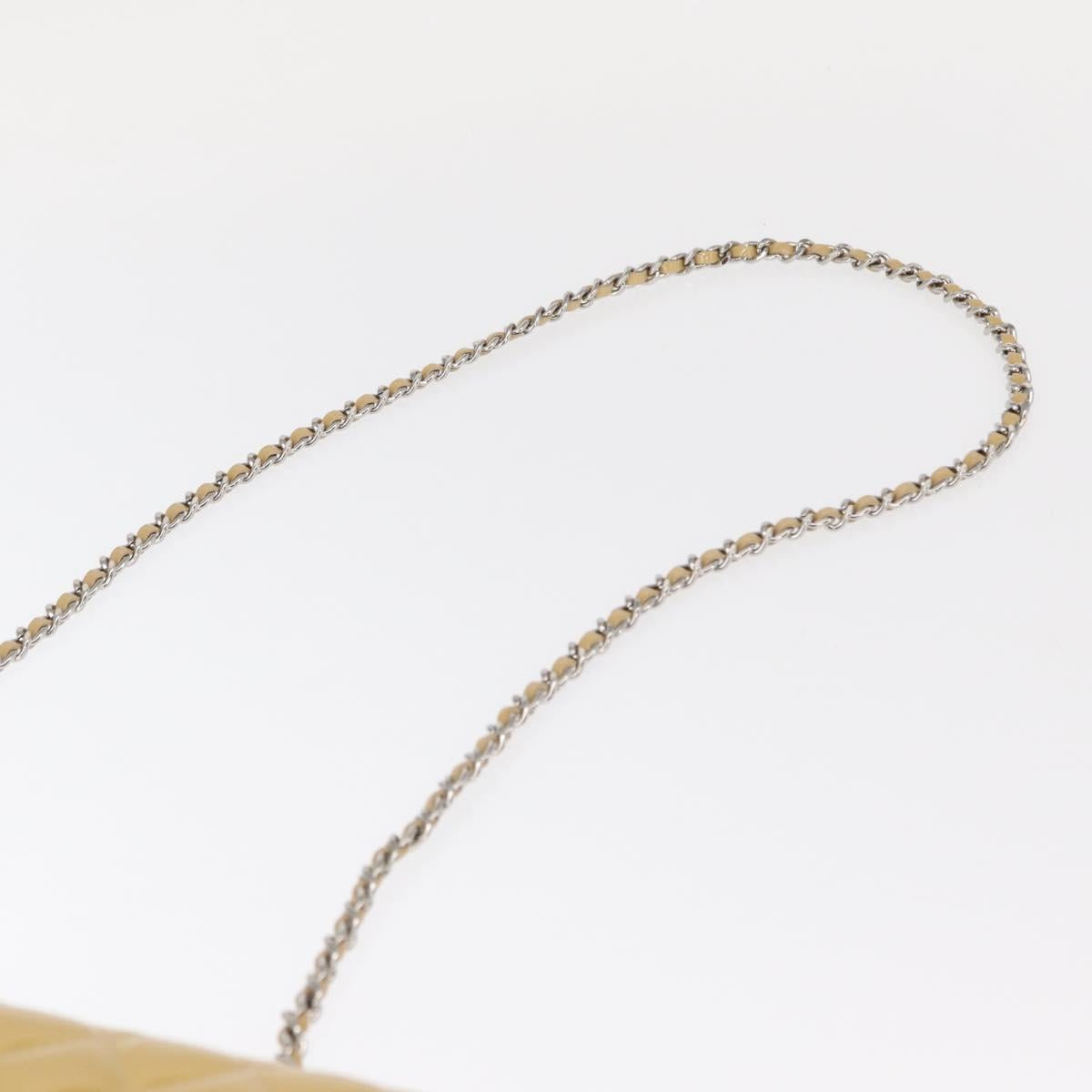 CHANEL Matelasse Chain Shoulder Bag Enamel Yellow Gold CC Auth 154061