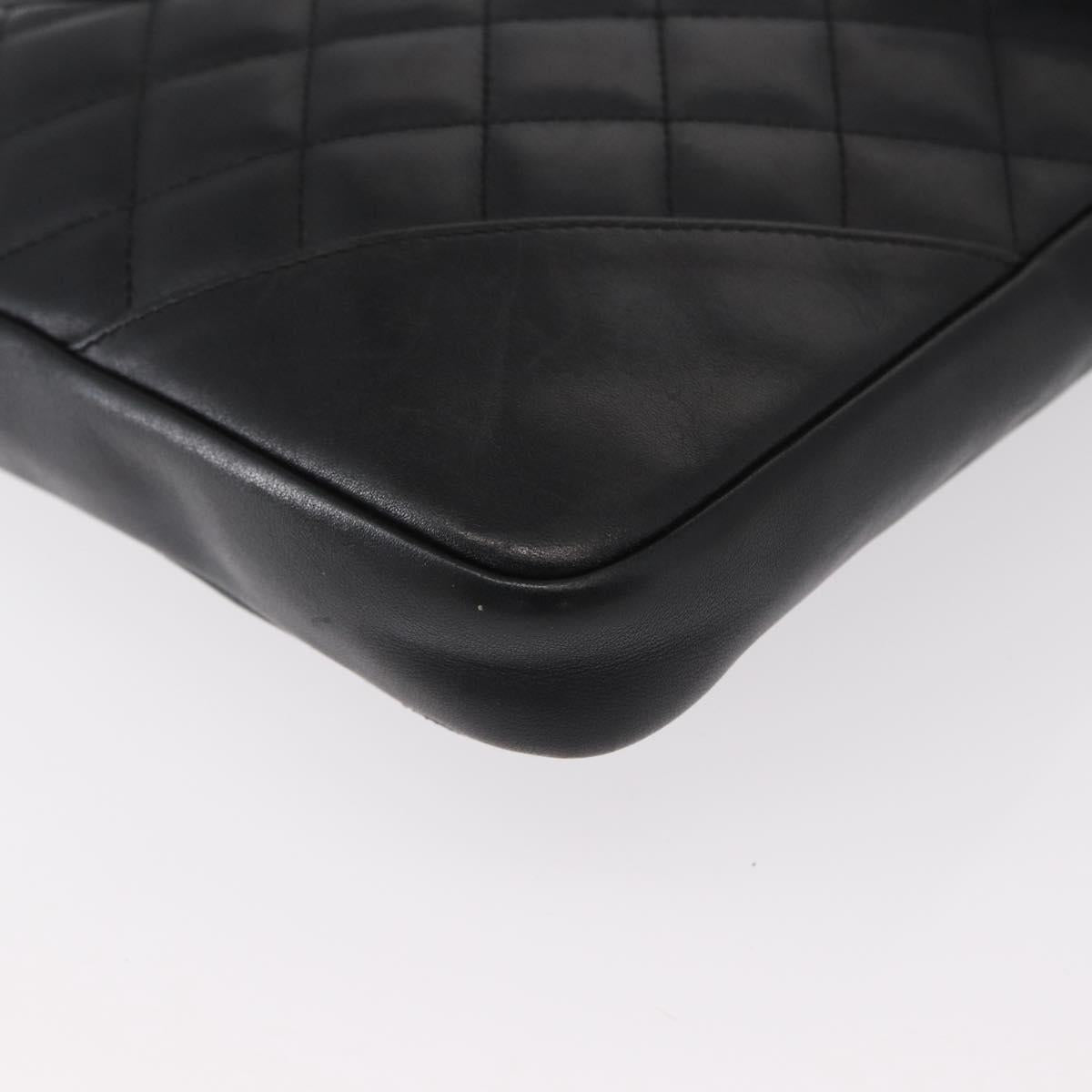 CHANEL Matelasse Cambon Line Shoulder Bag Calf Skin Black Silver CC Auth 154065