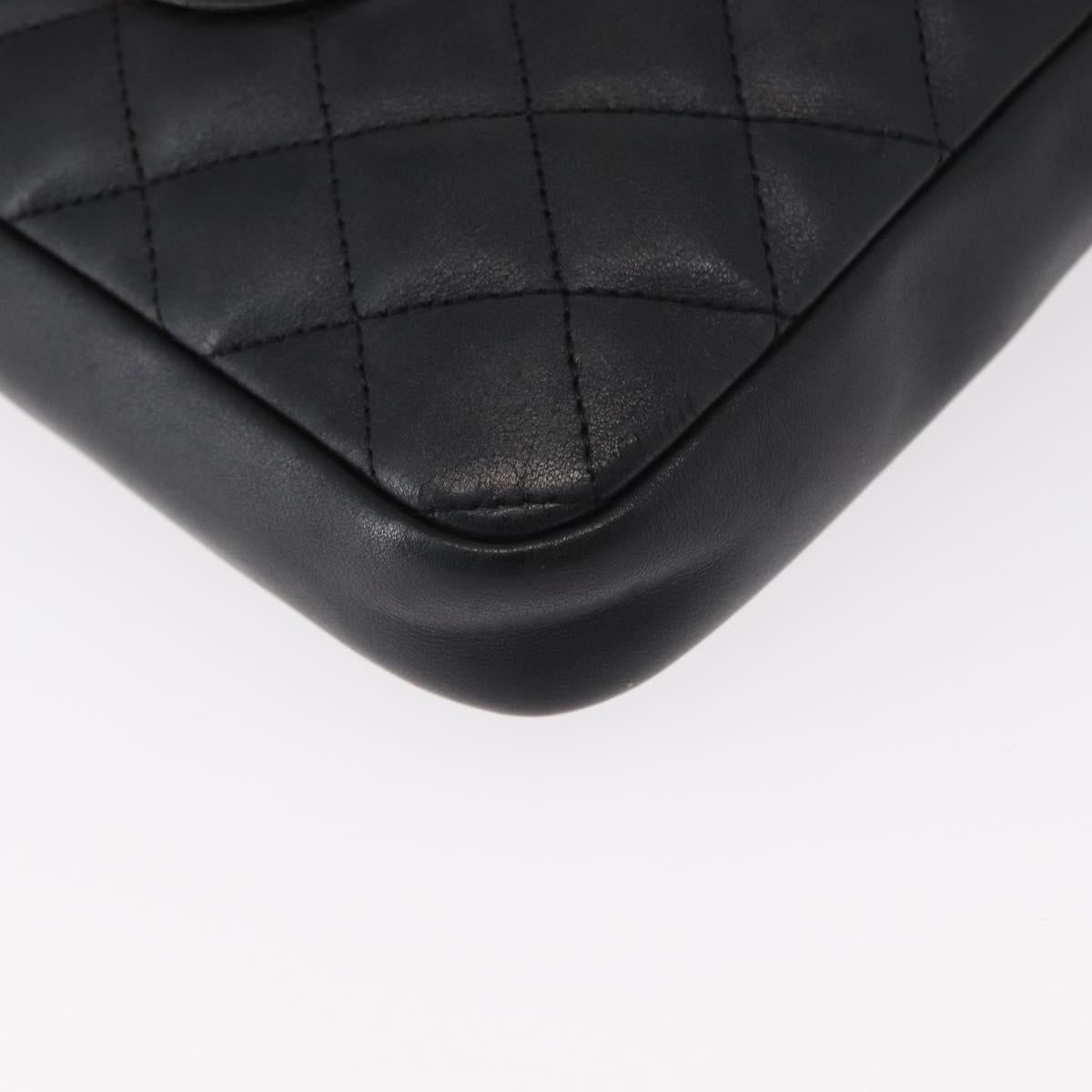 CHANEL Matelasse Cambon Line Shoulder Bag Calf Skin Black Silver CC Auth 154065