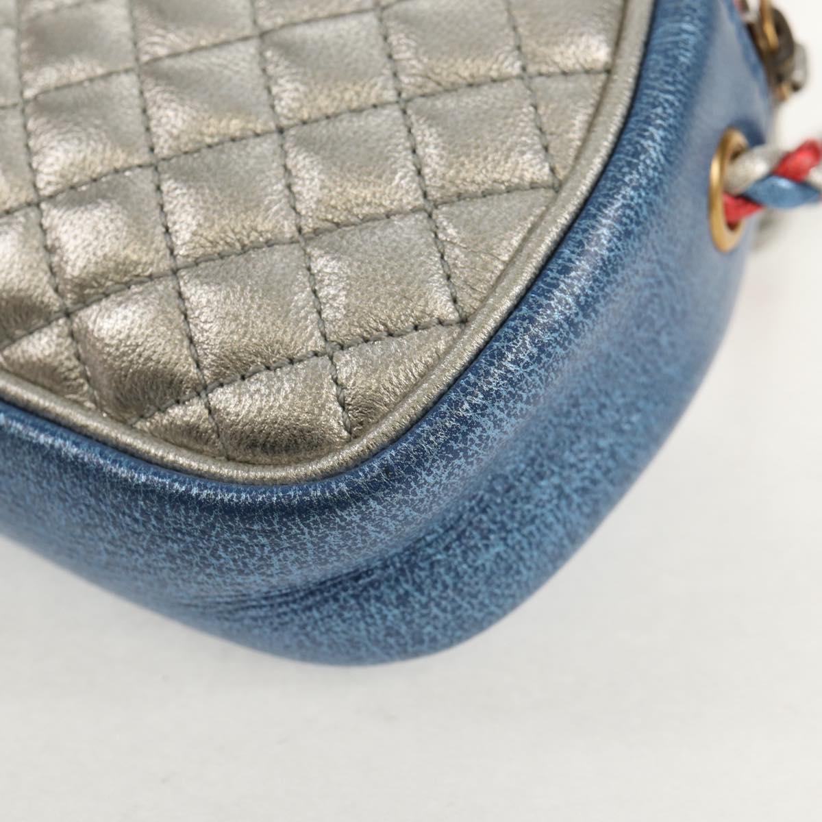 GUCCI Zumi Shoulder Bag Leather Outlet Blue Auth 154069V