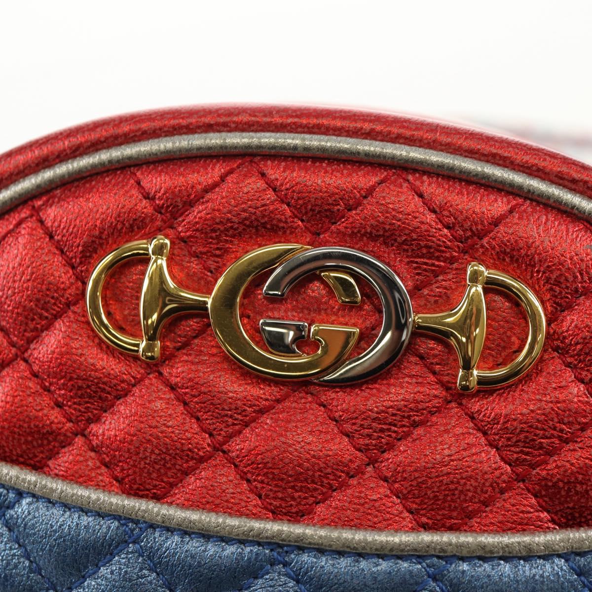 GUCCI Zumi Shoulder Bag Leather Outlet Blue Auth 154069V