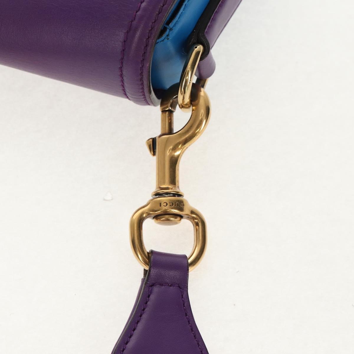 GUCCI Horsebit Shoulder Bag Leather Purple Gold 380573 Auth 154070V