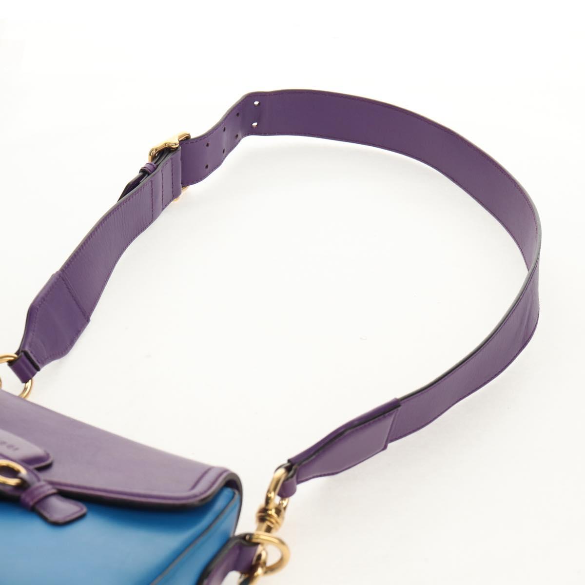 GUCCI Horsebit Shoulder Bag Leather Purple Gold 380573 Auth 154070V