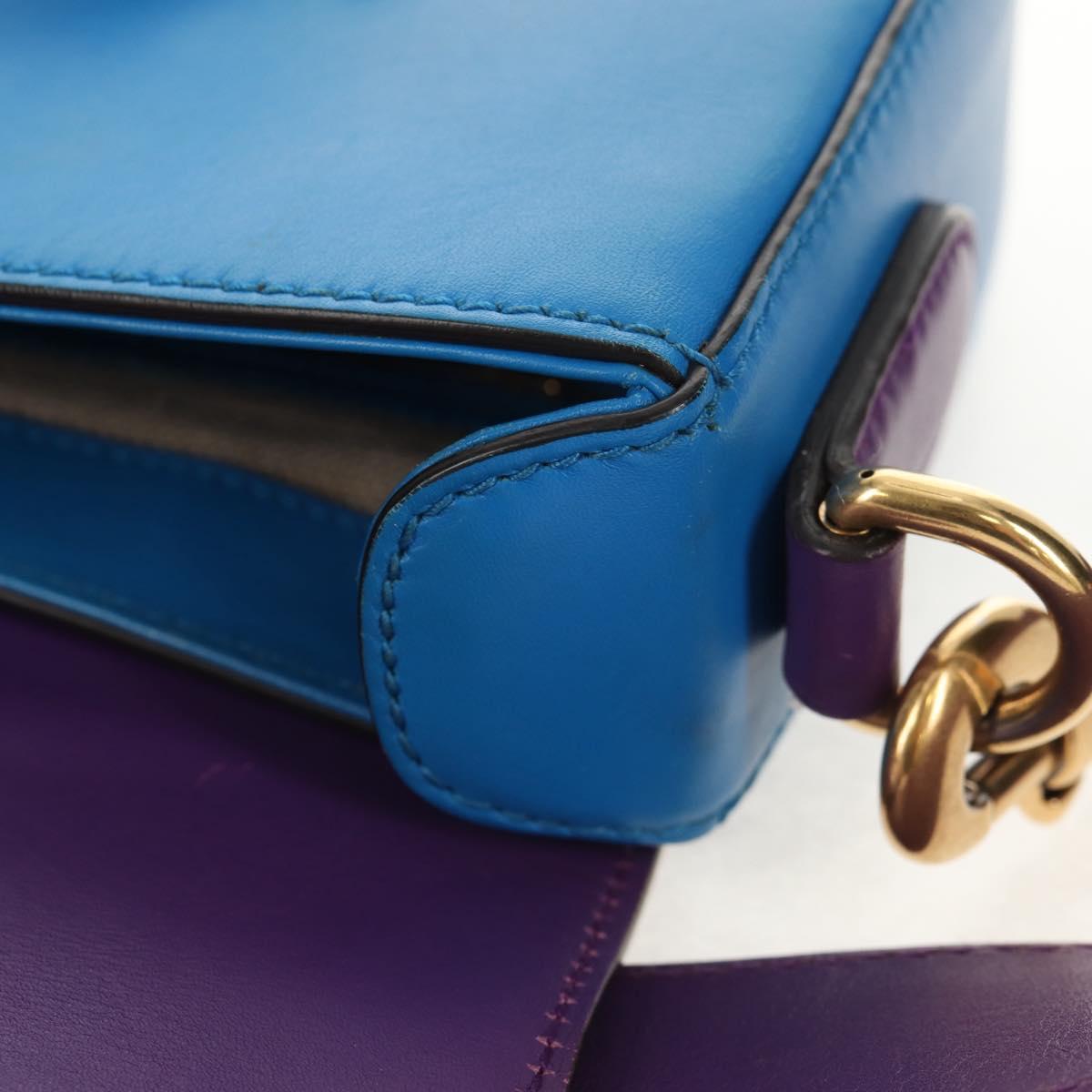 GUCCI Horsebit Shoulder Bag Leather Purple Gold 380573 Auth 154070V