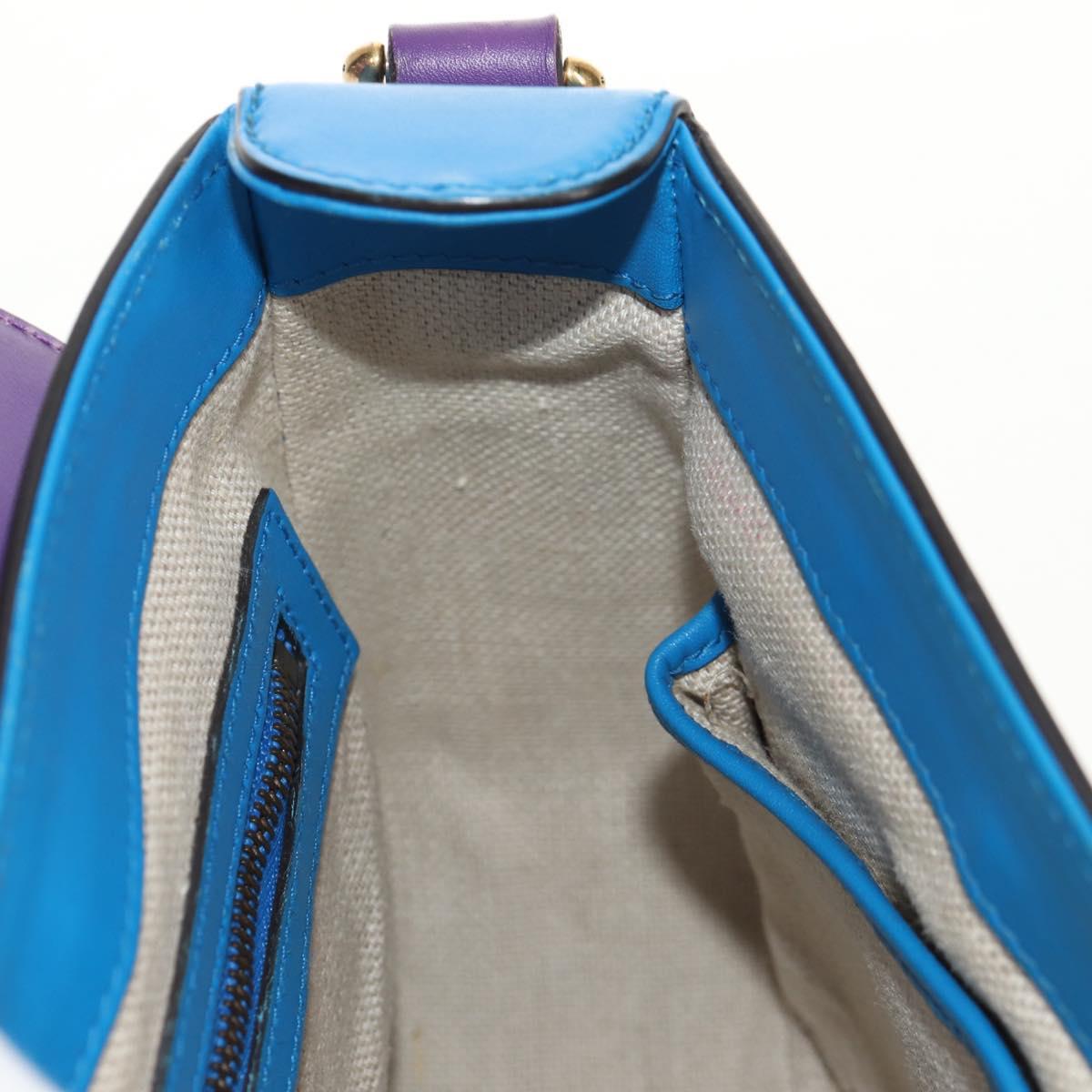 GUCCI Horsebit Shoulder Bag Leather Purple Gold 380573 Auth 154070V