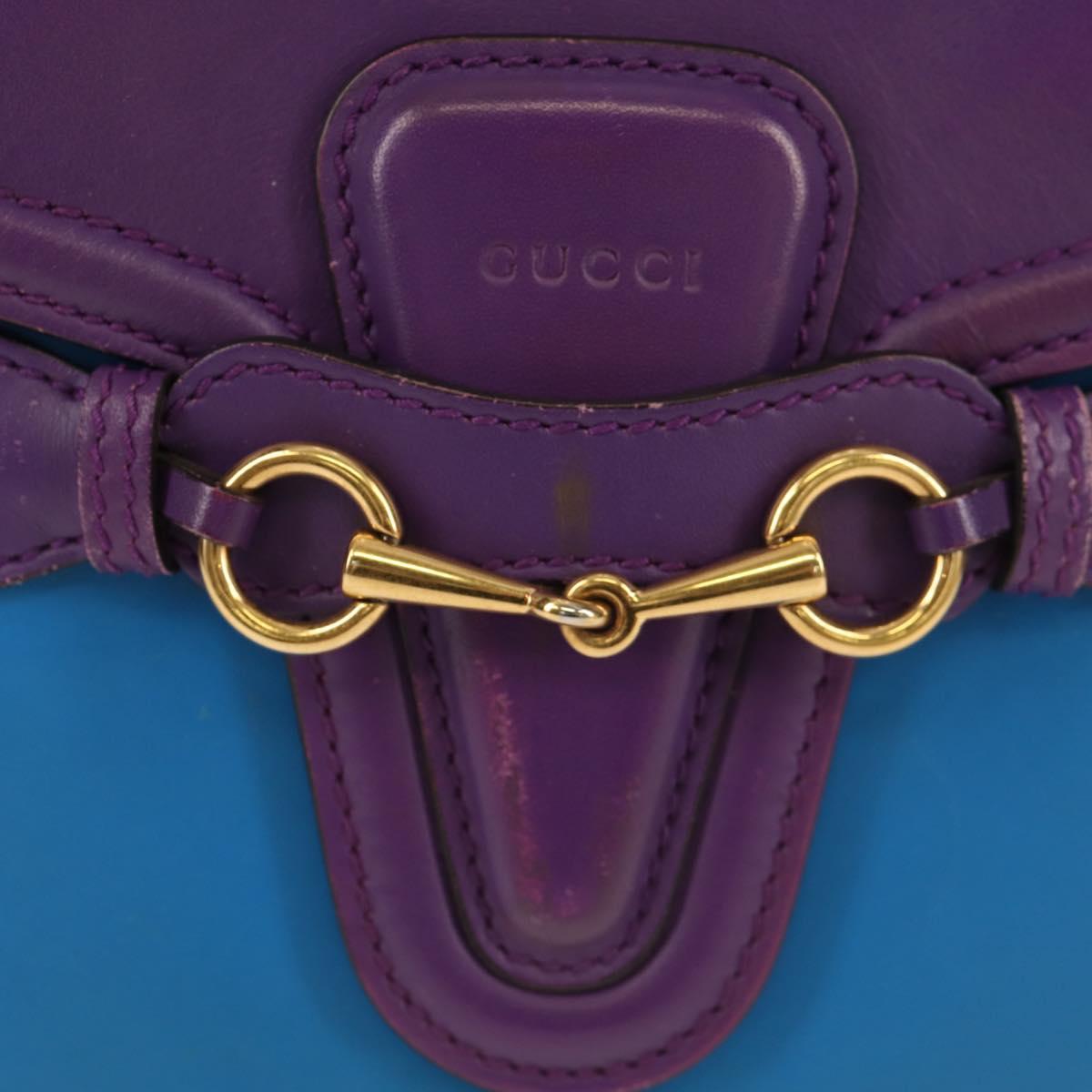 GUCCI Horsebit Shoulder Bag Leather Purple Gold 380573 Auth 154070V