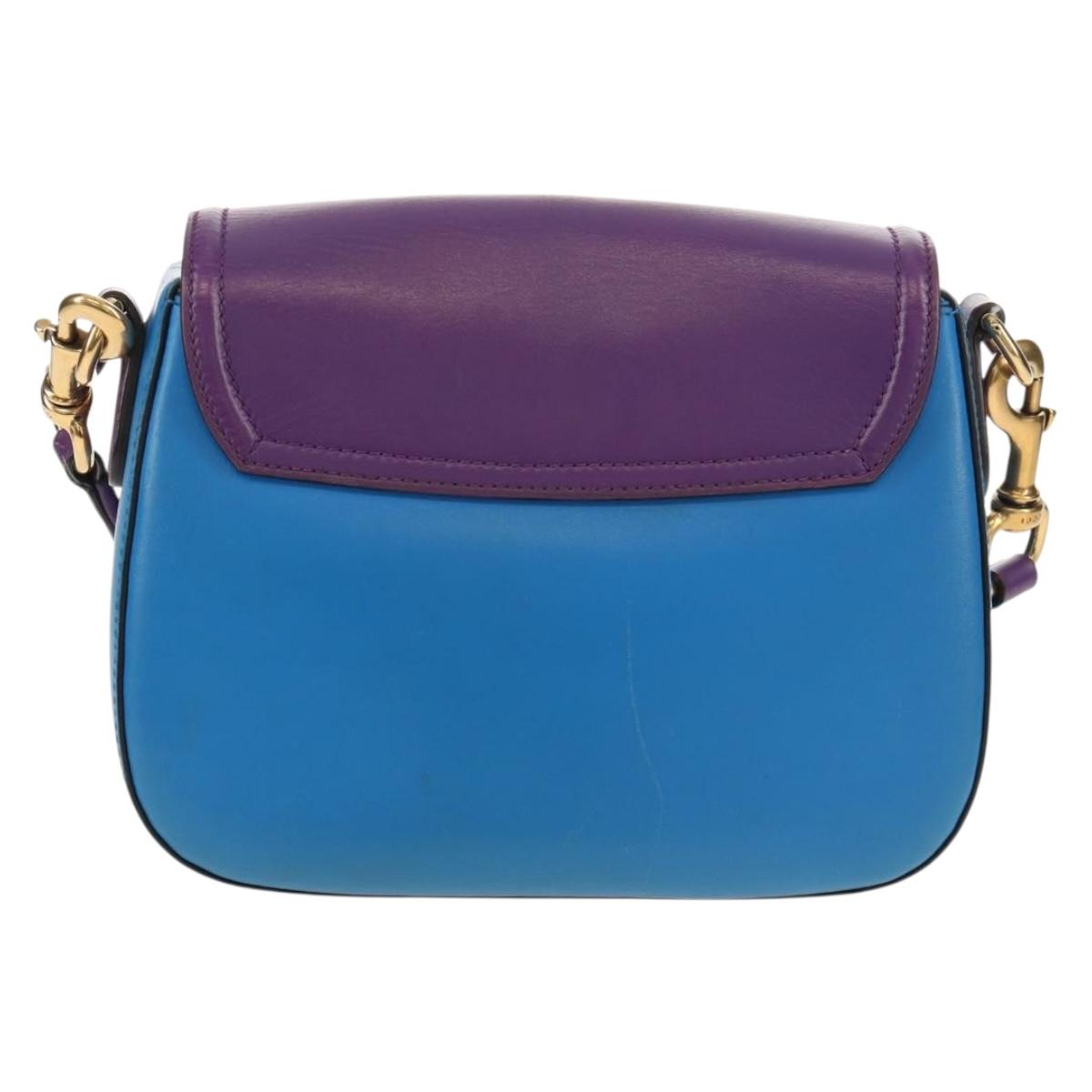GUCCI Horsebit Shoulder Bag Leather Purple Gold 380573 Auth 154070V