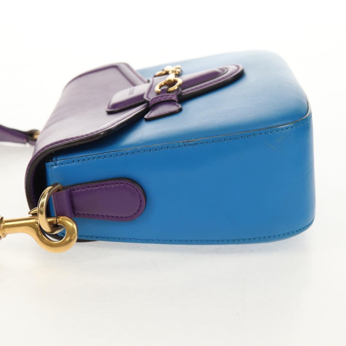 GUCCI Horsebit Shoulder Bag Leather Purple Gold 380573 Auth 154070V