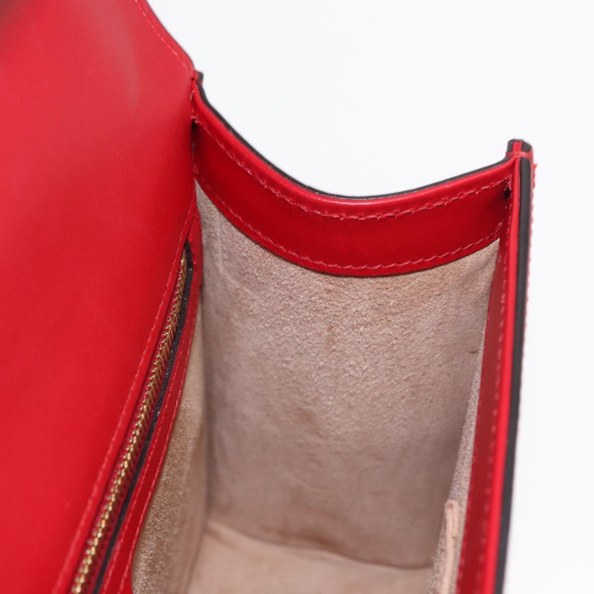GUCCI Sylvie Sherry Line Shoulder Bag Leather Red Gold Navy 421882 Auth 154071M