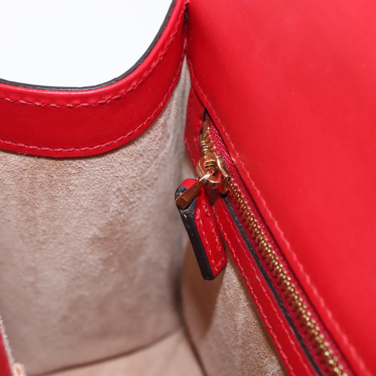 GUCCI Sylvie Sherry Line Shoulder Bag Leather Red Gold Navy 421882 Auth 154071M