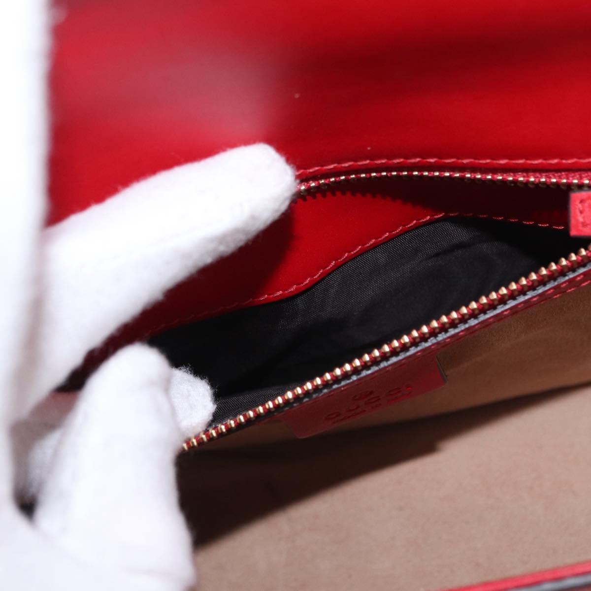 GUCCI Sylvie Sherry Line Shoulder Bag Leather Red Gold Navy 421882 Auth 154071M