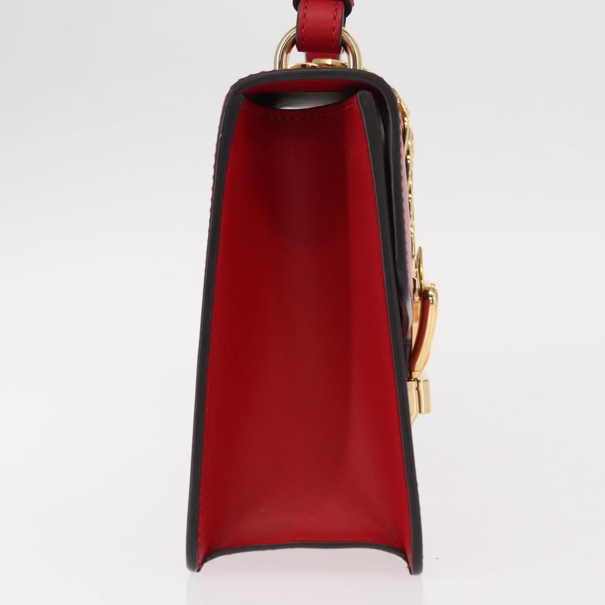 GUCCI Sylvie Sherry Line Shoulder Bag Leather Red Gold Navy 421882 Auth 154071M