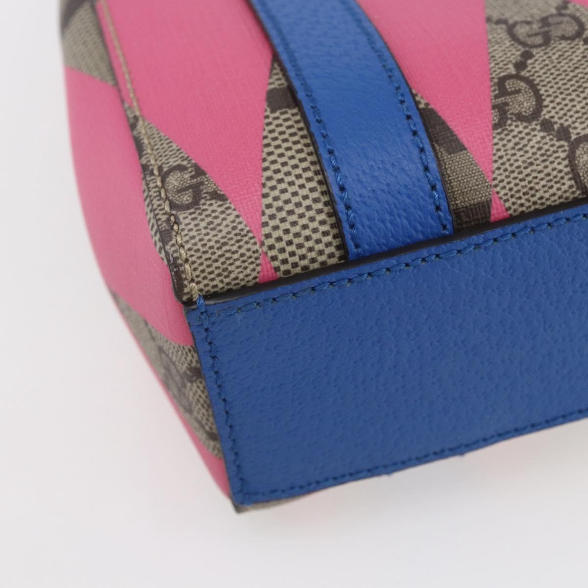 GUCCI GG Supreme Hand Bag PVC 2way Beige Blue Auth 154072SAM