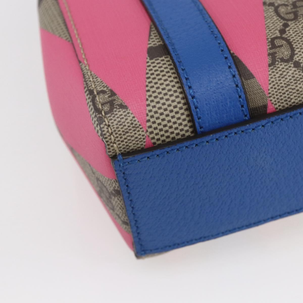 GUCCI GG Supreme Hand Bag PVC 2way Beige Blue Auth 154072SAM