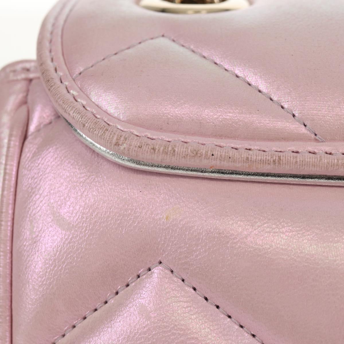 GUCCI GG Marmont Chain Shoulder Bag Leather Pink Gold 739682 Auth 154073V