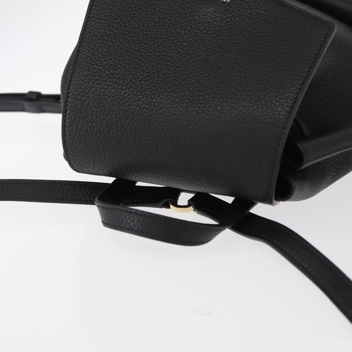 Salvatore Ferragamo Gancini Backpack Leather Black Gold Auth 154075SM