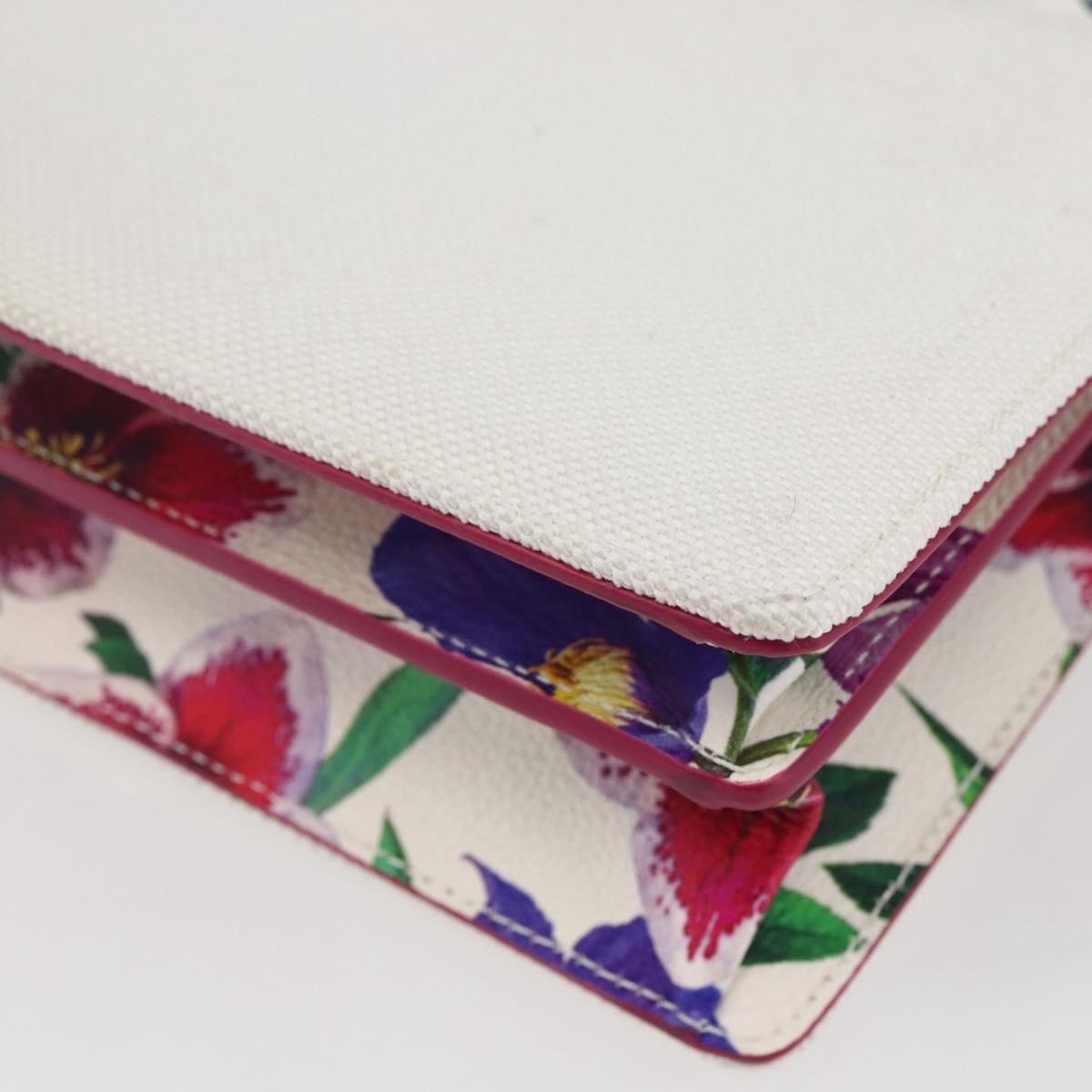 Salvatore Ferragamo Chain Gancini Bag Canvas Multicolor Gold Auth 154076SAM