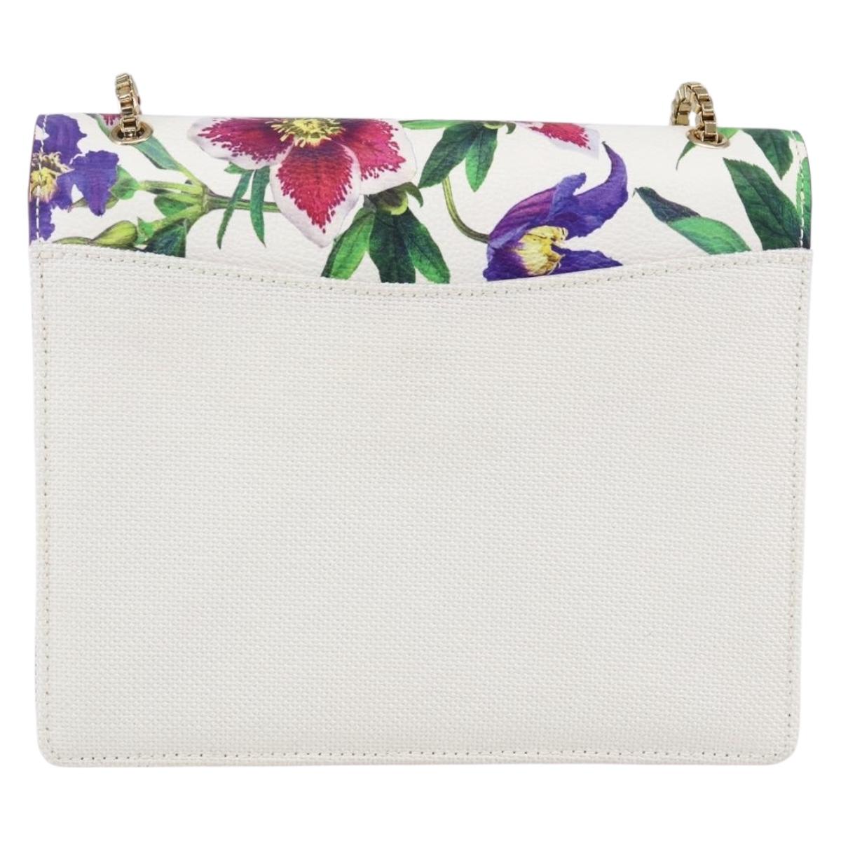 Salvatore Ferragamo Chain Gancini Bag Canvas Multicolor Gold Auth 154076SAM