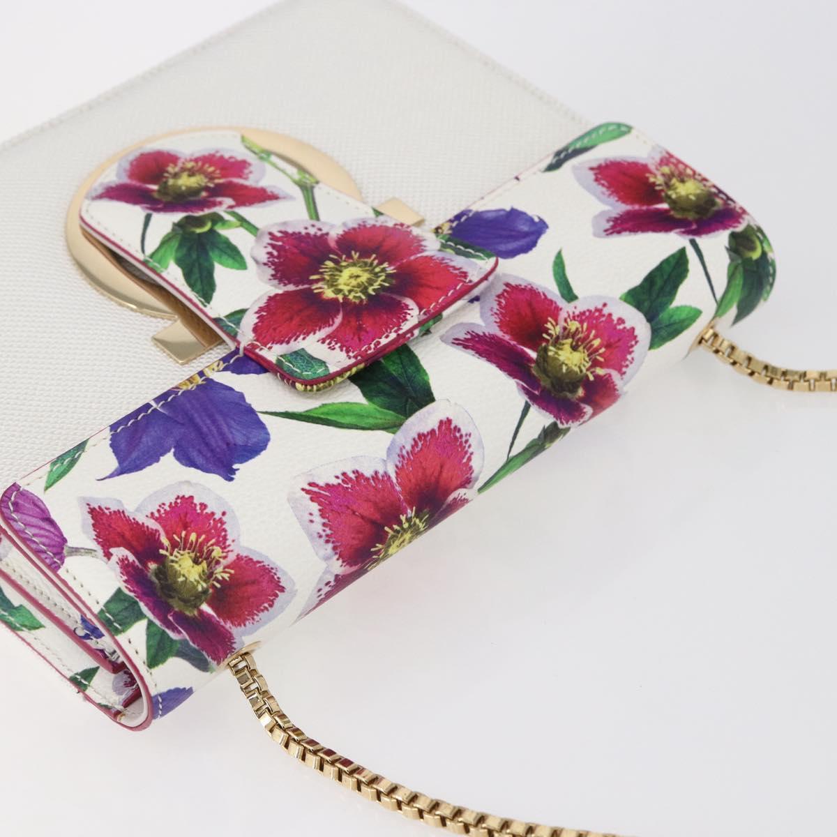 Salvatore Ferragamo Chain Gancini Bag Canvas Multicolor Gold Auth 154076SAM