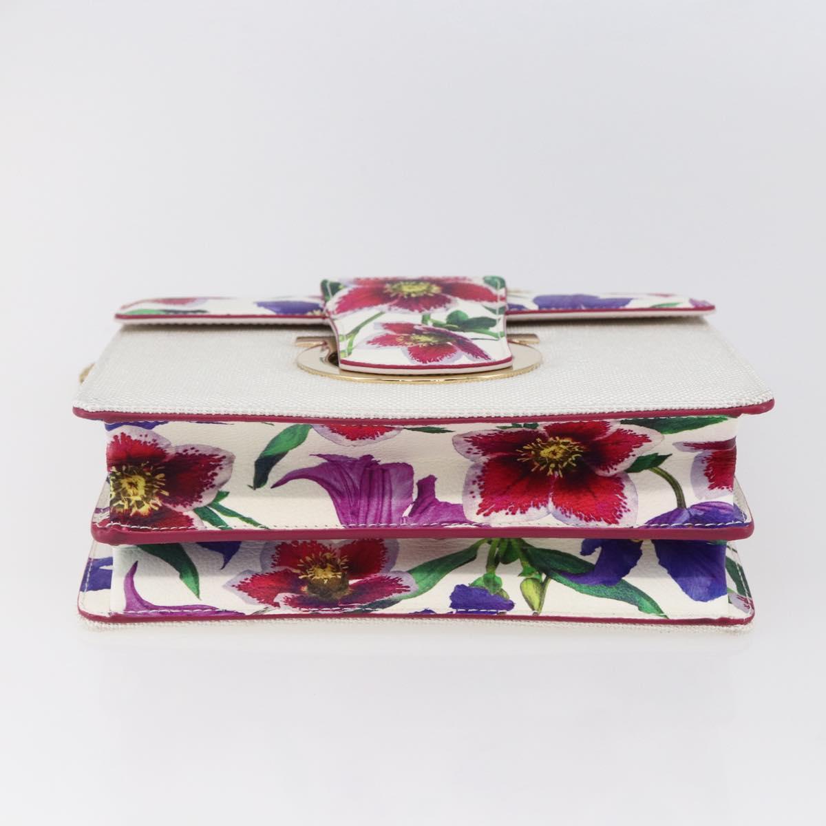 Salvatore Ferragamo Chain Gancini Bag Canvas Multicolor Gold Auth 154076SAM