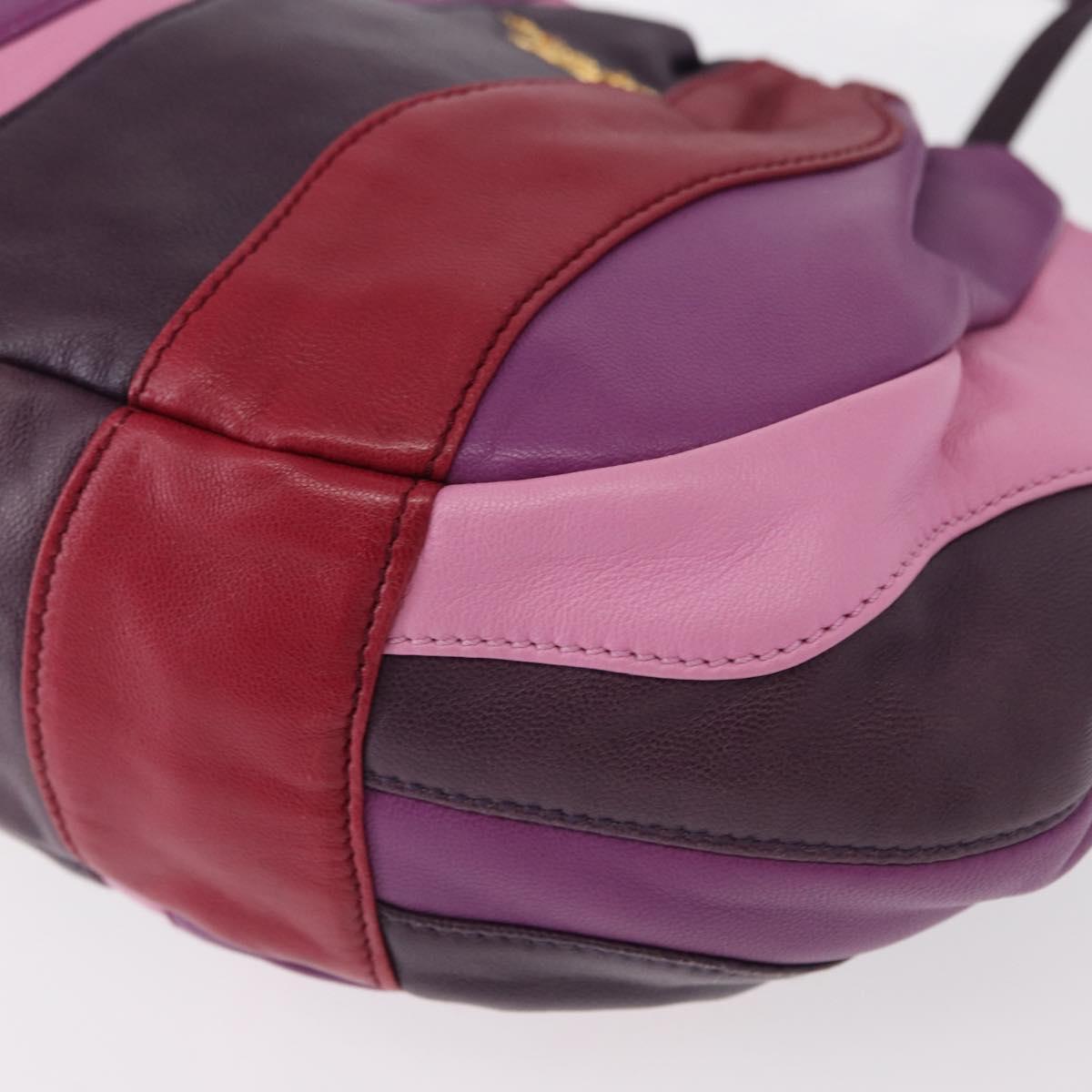 PRADA Hand Bag Leather 2way Multicolor Gold Auth 154077SAM