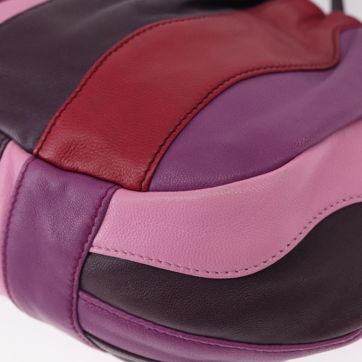 PRADA Hand Bag Leather 2way Multicolor Gold Auth 154077SAM