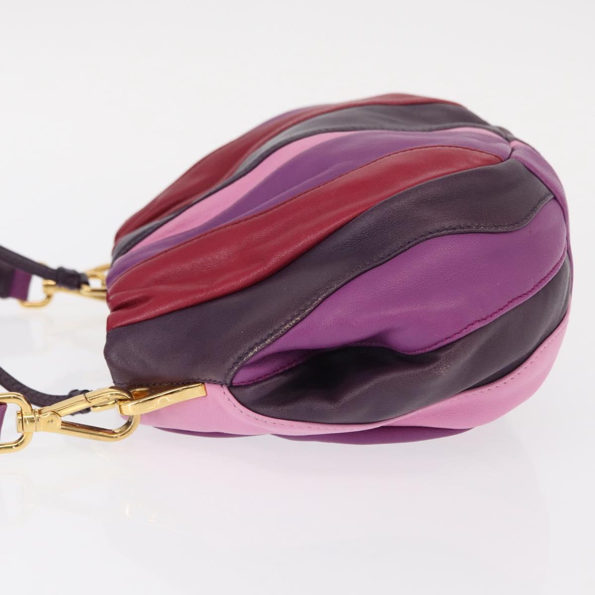 PRADA Hand Bag Leather 2way Multicolor Gold Auth 154077SAM