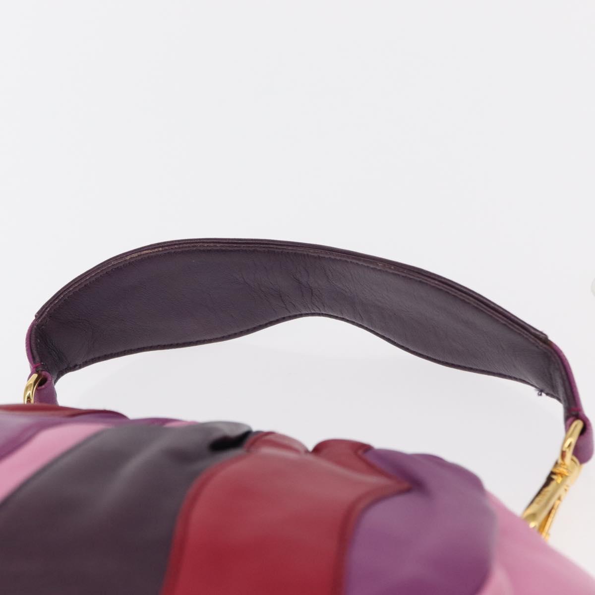 PRADA Hand Bag Leather 2way Multicolor Gold Auth 154077SAM