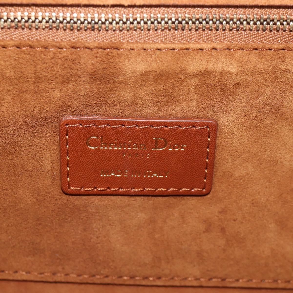 Christian Dior Chain Shoulder Bag Leather Brown Gold Auth 154079V