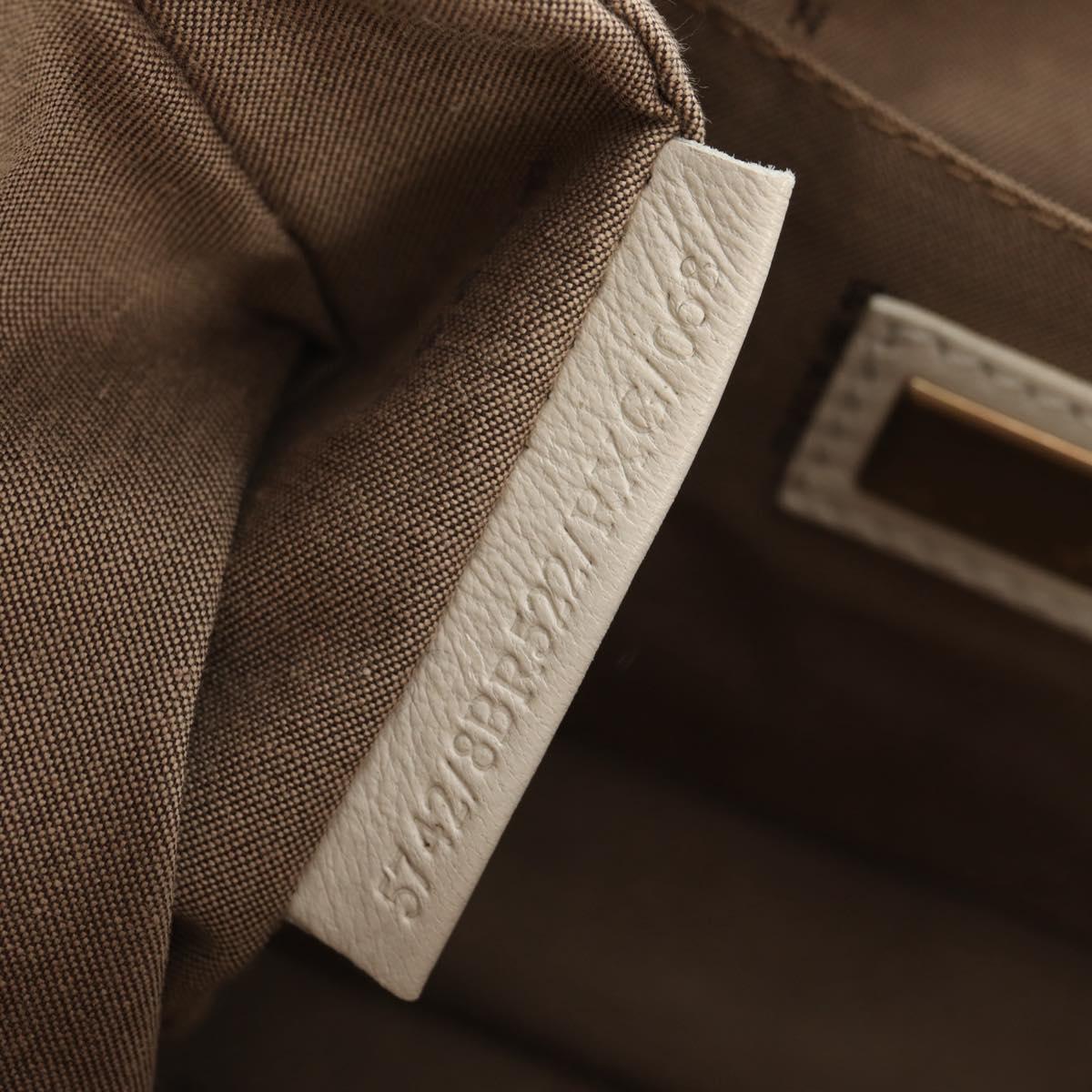 FENDI Mamma Baguette Shoulder Bag Leather White Gold Auth 154081M