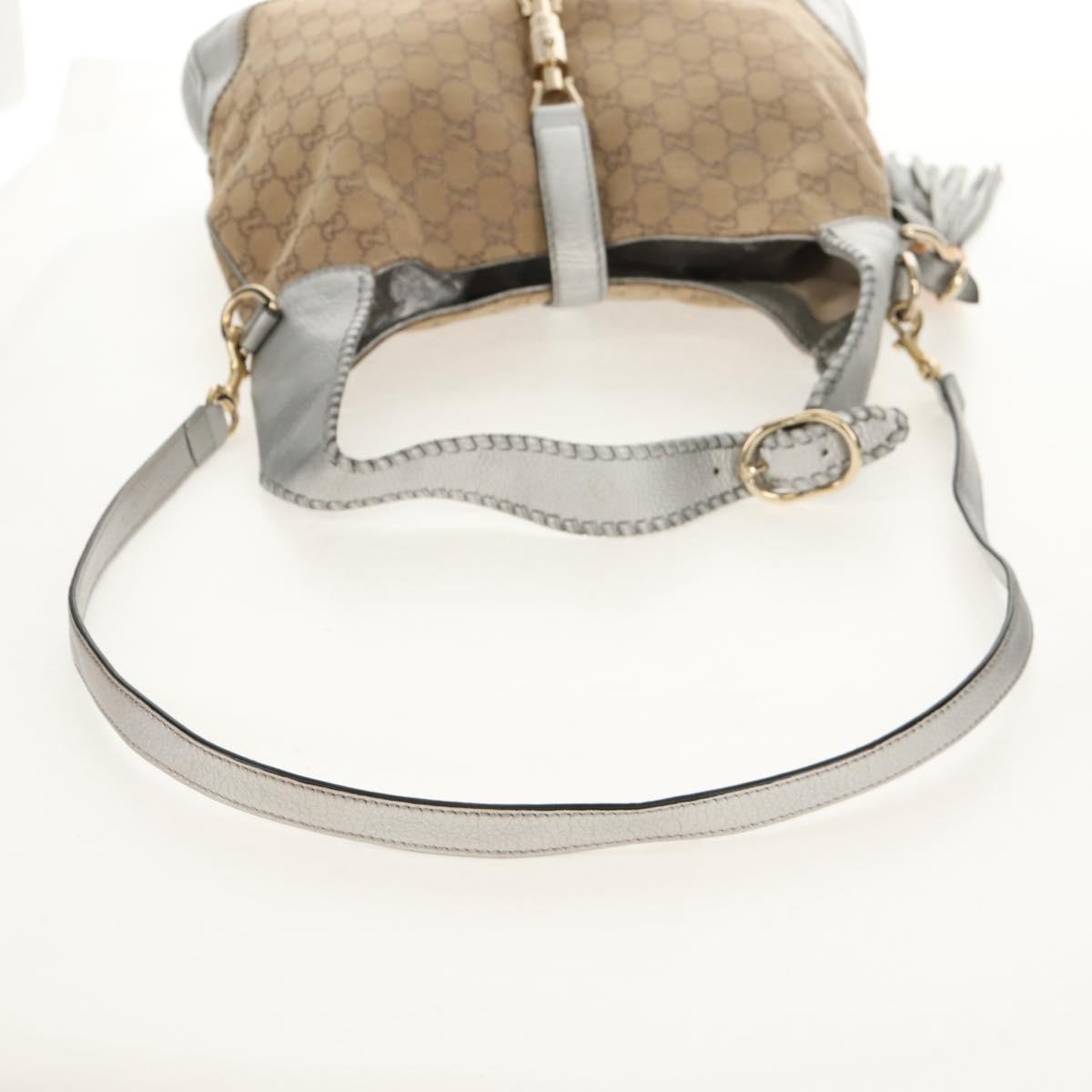 GUCCI GG Canvas New Jackie Shoulder Bag 2way Beige Gold 246907 Auth 154082V