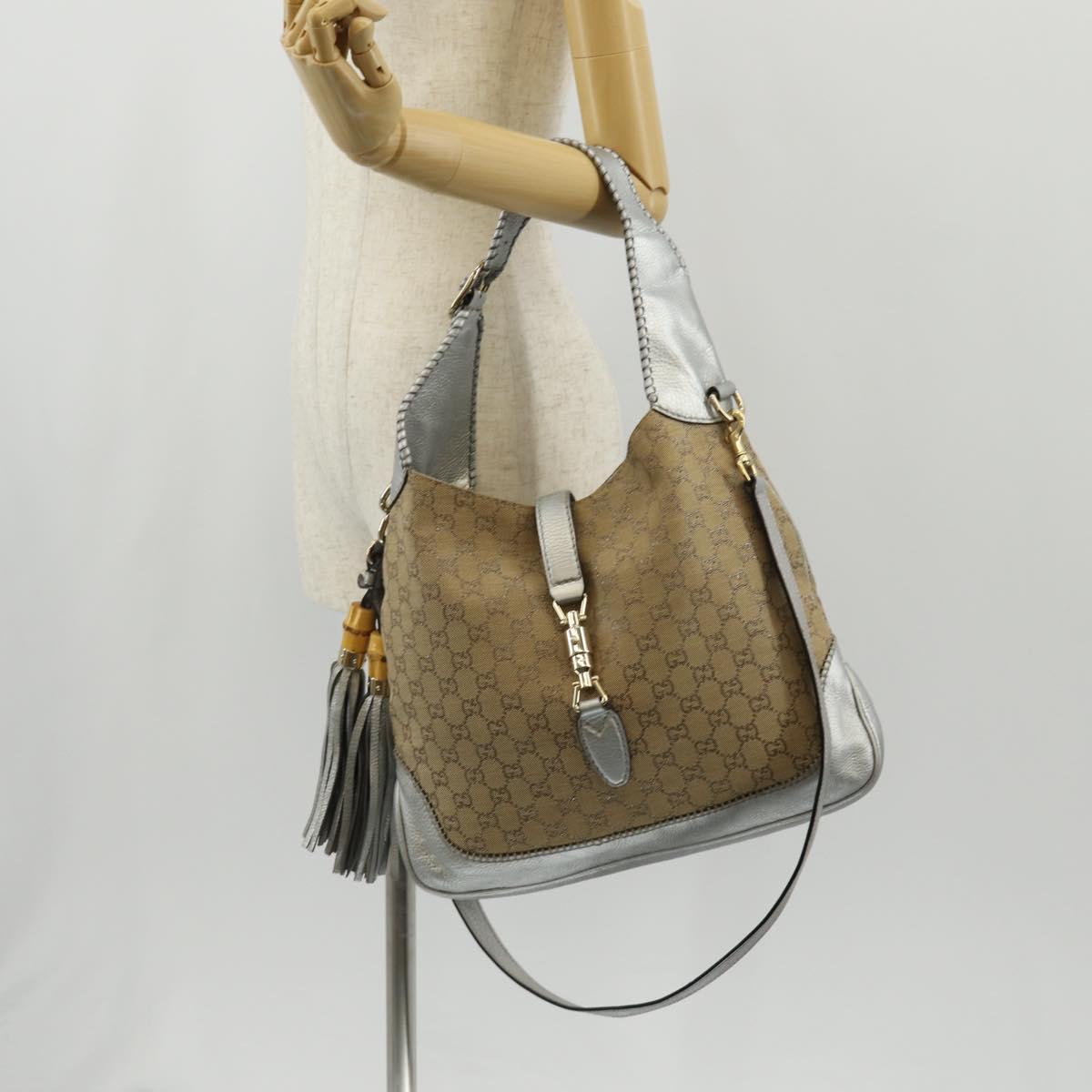 GUCCI GG Canvas New Jackie Shoulder Bag 2way Beige Gold 246907 Auth 154082V