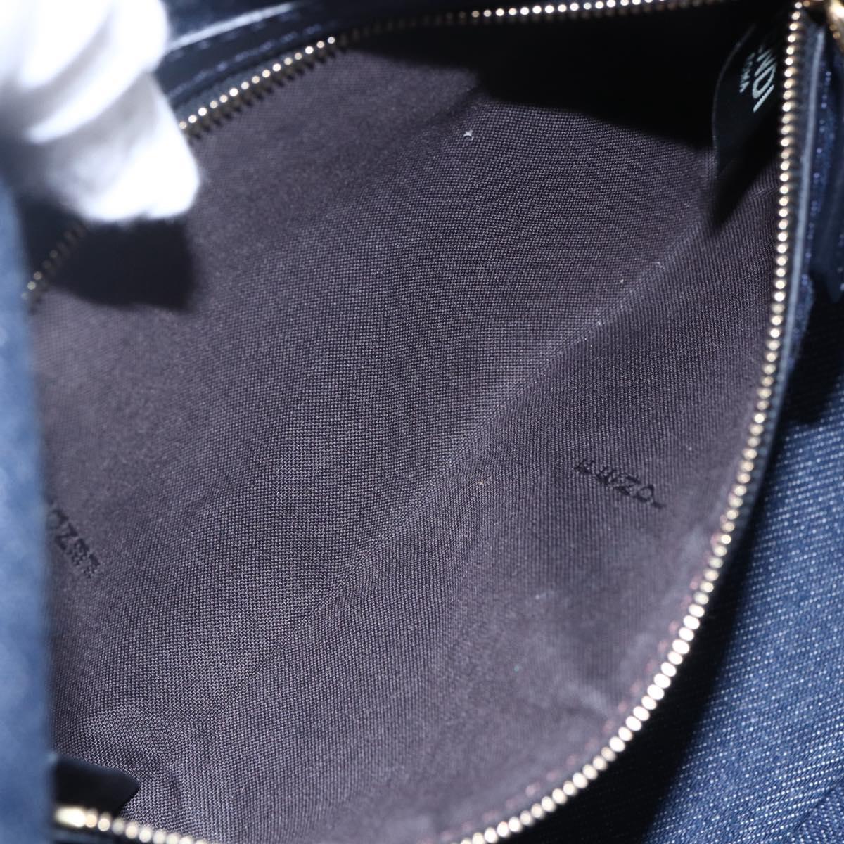 FENDI Mamma Baguette Shoulder Bag Denim 2way Navy Gold Auth 154083M