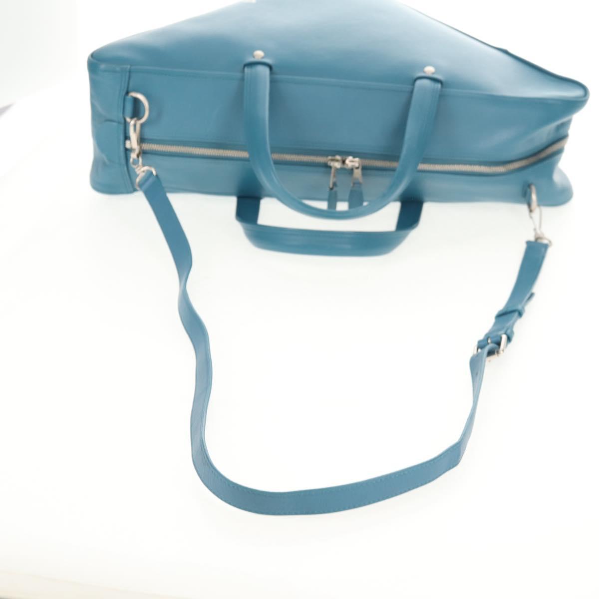 BALENCIAGA Triangle Duffel M Bag Leather 2way Light Blue 476974 Auth 154084V