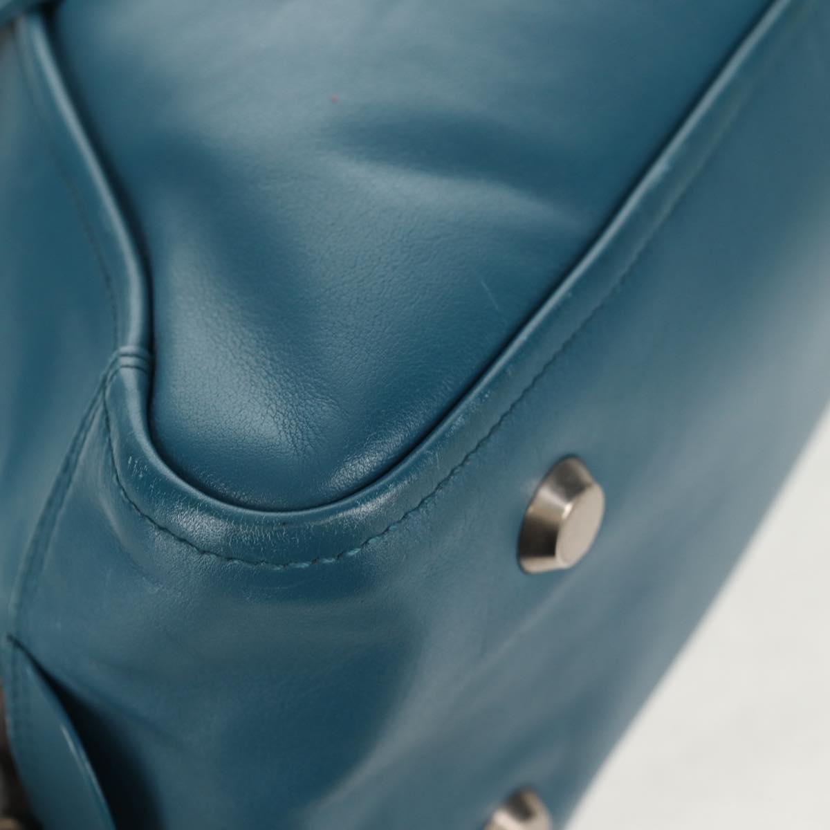 BALENCIAGA Triangle Duffel M Bag Leather 2way Light Blue 476974 Auth 154084V