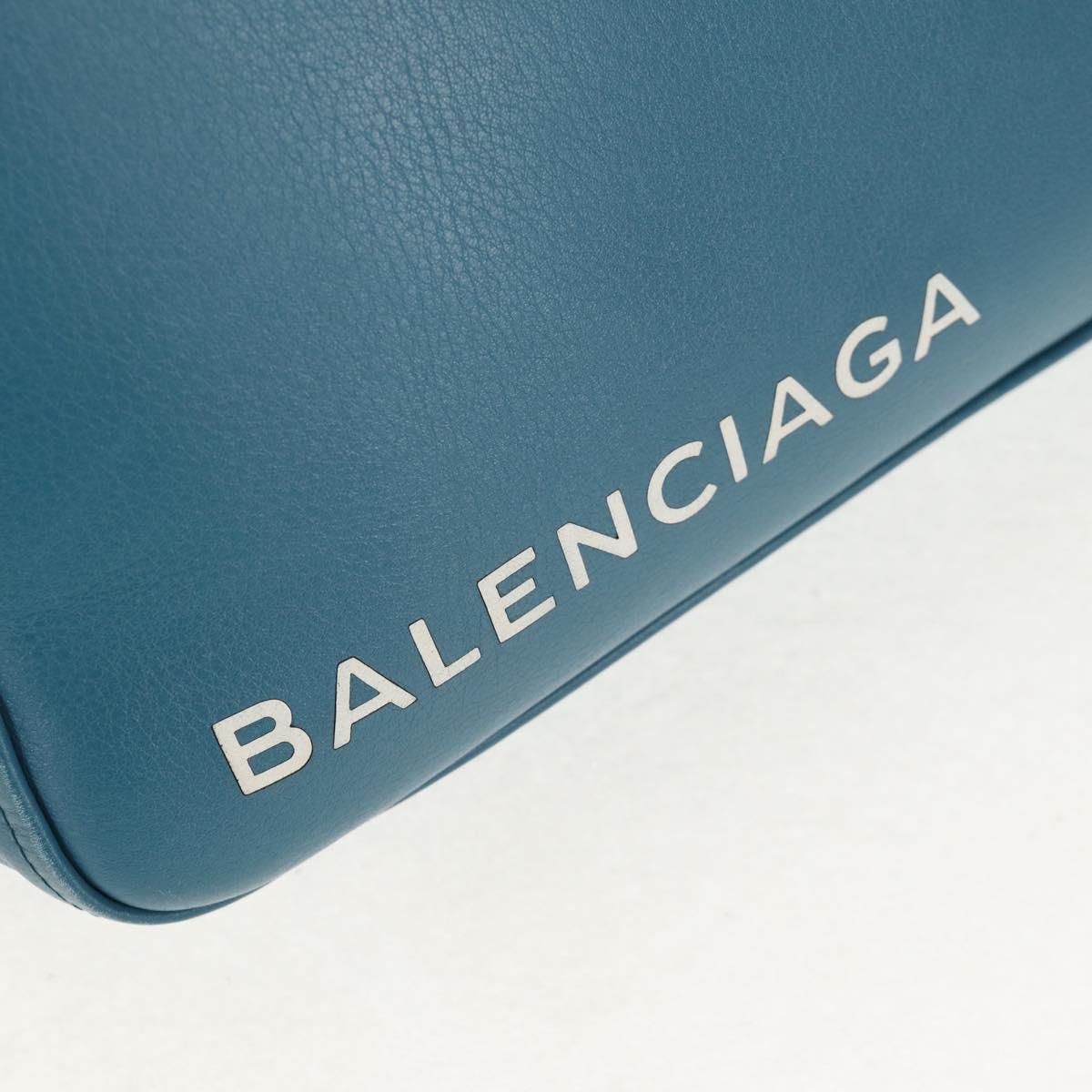 BALENCIAGA Triangle Duffel M Bag Leather 2way Light Blue 476974 Auth 154084V