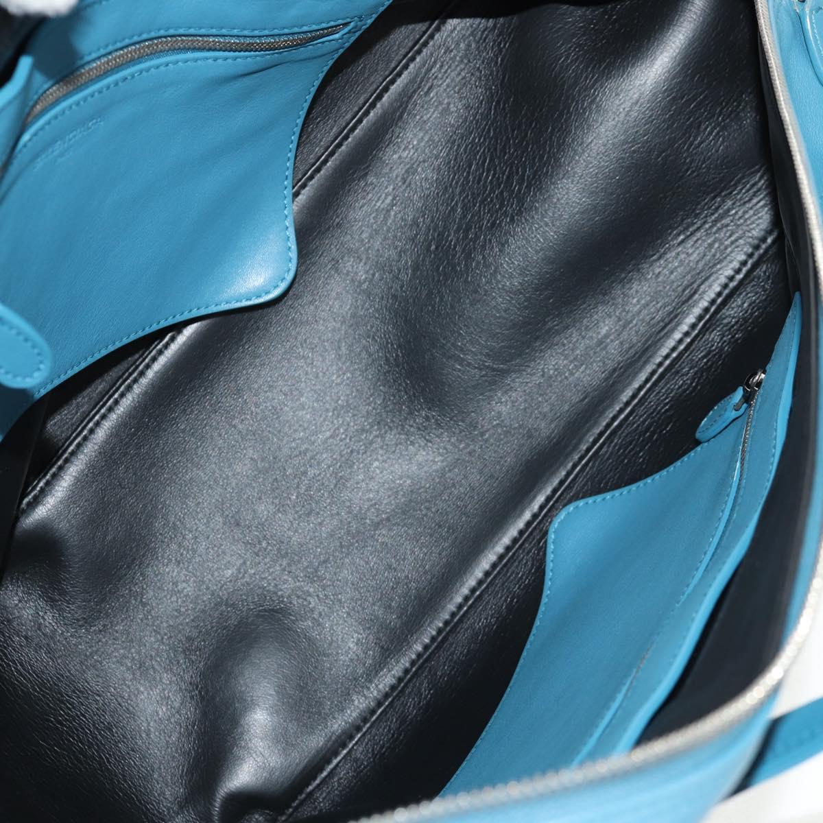 BALENCIAGA Triangle Duffel M Bag Leather 2way Light Blue 476974 Auth 154084V