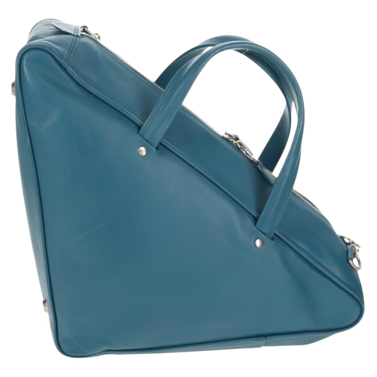 BALENCIAGA Triangle Duffel M Bag Leather 2way Light Blue 476974 Auth 154084V