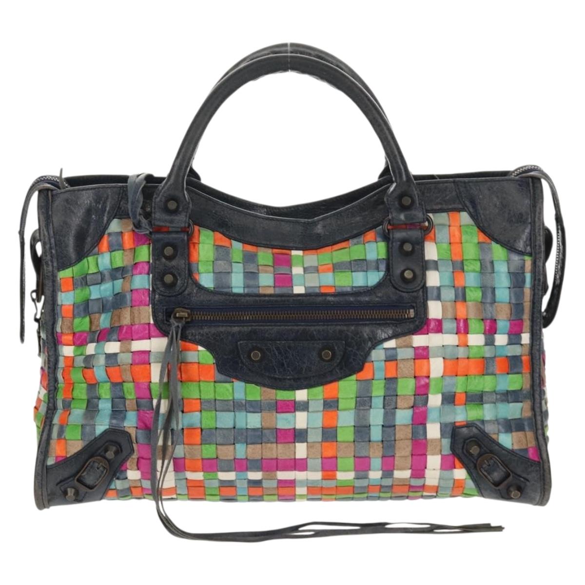 BALENCIAGA The City Hand Bag Leather 2way Multicolor 115748 Auth 154085V