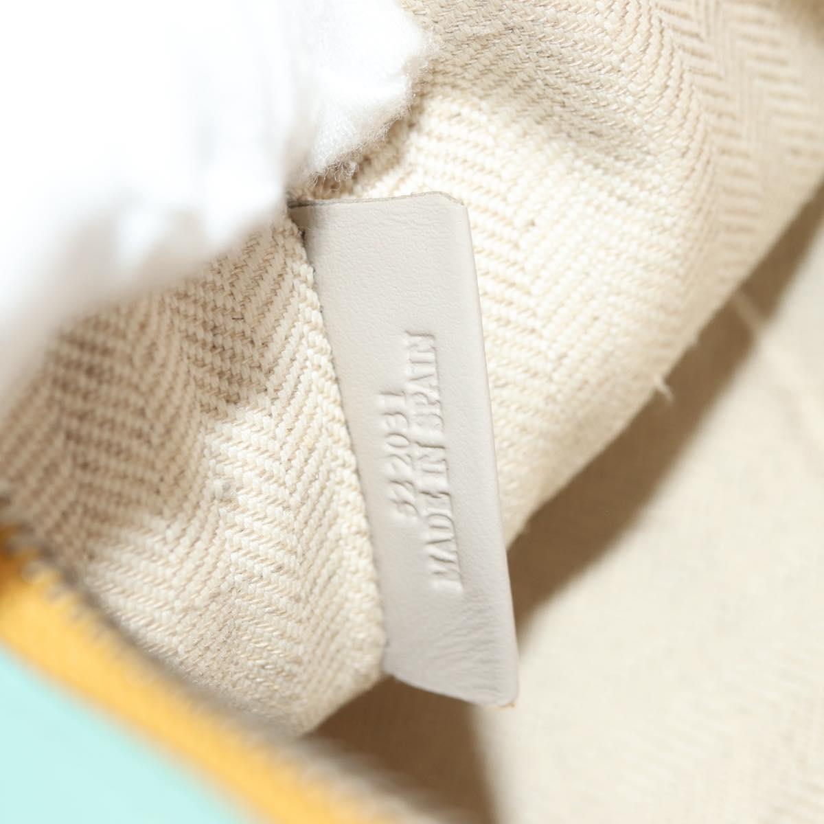 LOEWE Anagram Clutch Bag Leather Light Blue Silver Auth 154086M