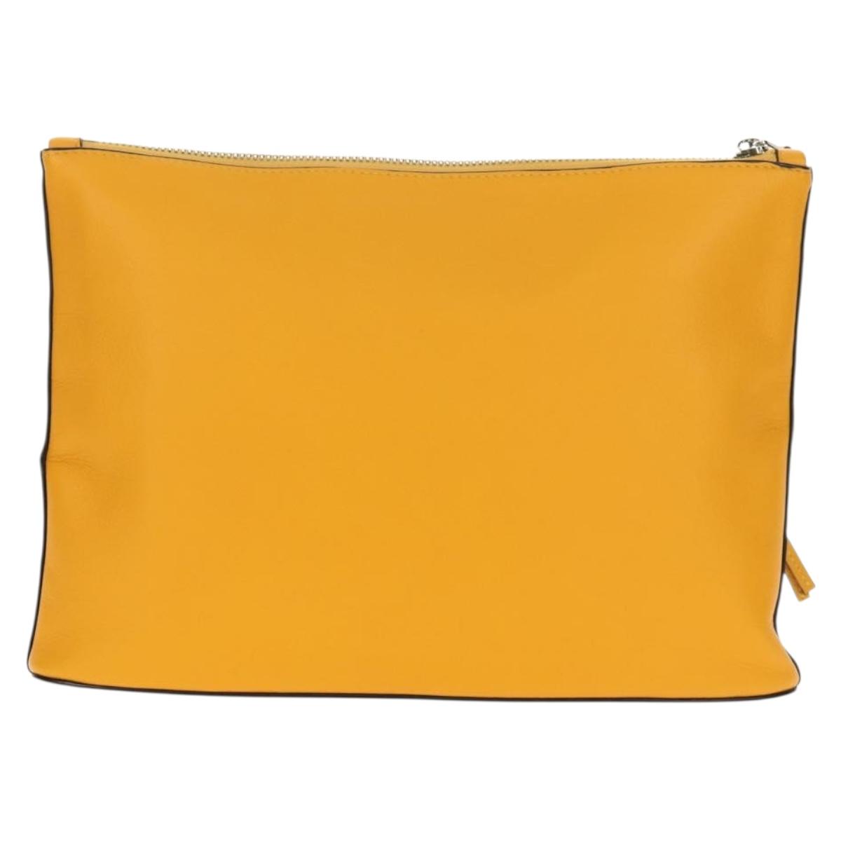 LOEWE Anagram Clutch Bag Leather Light Blue Silver Auth 154086M