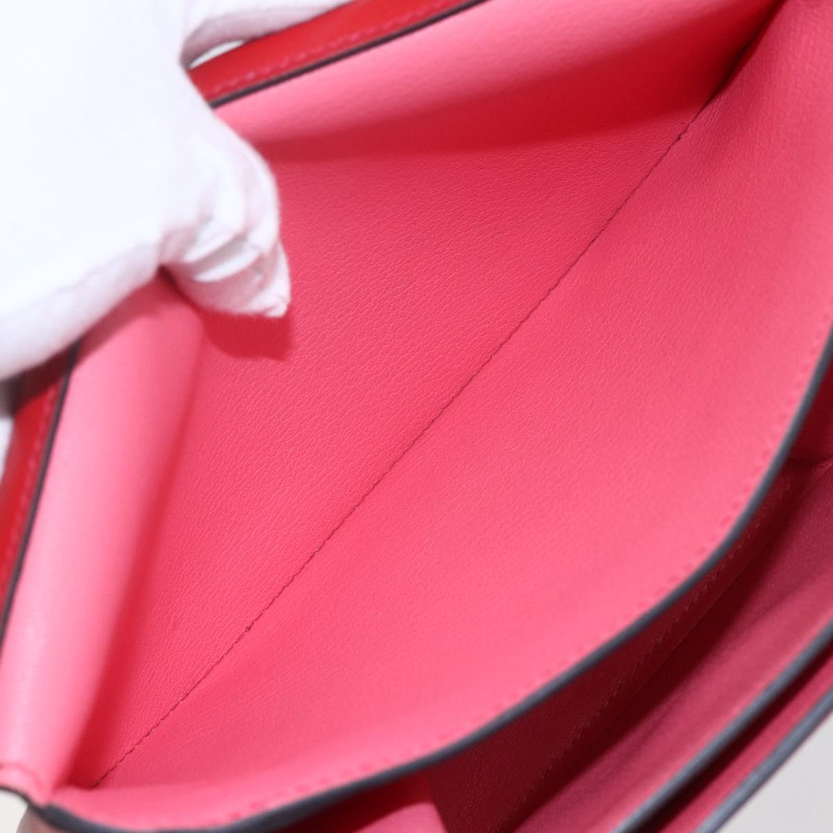 HERMES Opry 24 Shoulder Bag Leather Red Silver Auth 154087SM