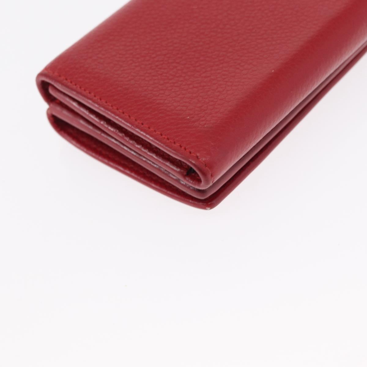 SAINT LAURENT Compact Wallet Leather Red Auth 154094